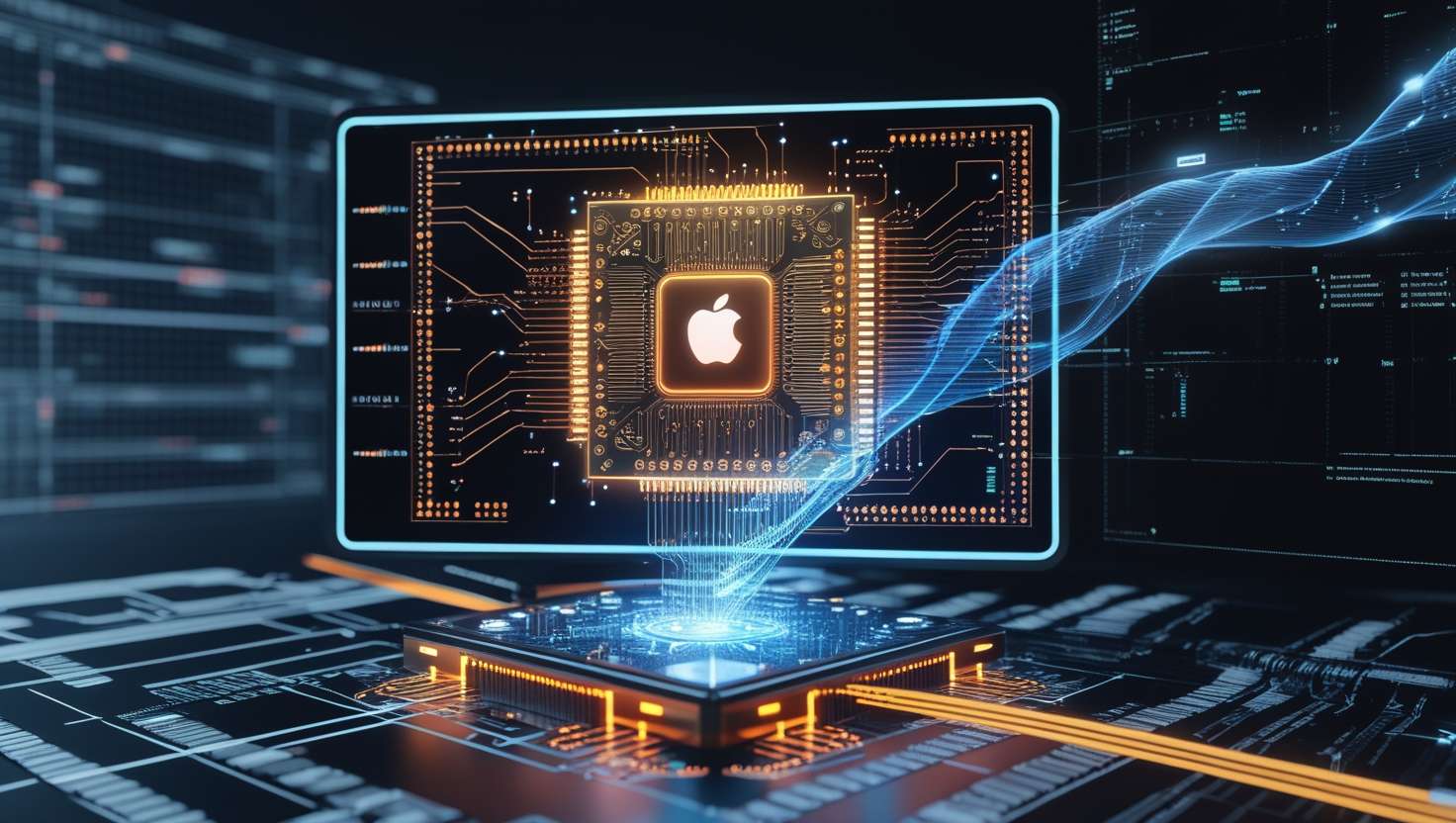 AI-powered Apple Metal 4 GPU rendering real-time graphics with neural data streams