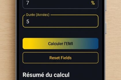 FinCalc Pro app interface showing loan calculator and amortization schedule on Android.